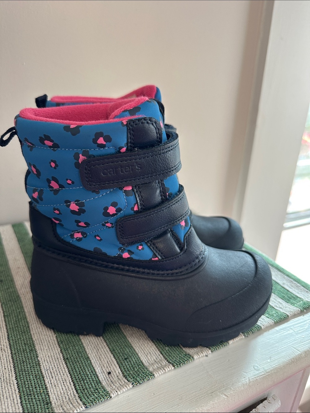 Carter's Navy and Bright Blue Snow Boots with Pink Accents